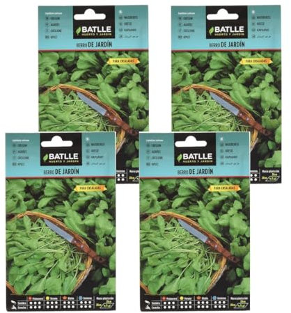 Pack 4 sobres Semillas de berro de jardín Lepidium sativum en sobre de Semillas Batlle PACK (4)