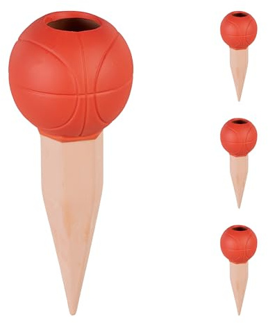 Relaxdays Tonkegel Basketball, 4er Set, Bewässerungskugeln, für 1,5L PET-Flaschen, Gießhilfe, Keramik, orange/terrakotta