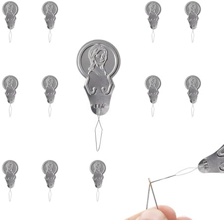 LIANRISES 12xClassic Metal Needle Threader Nähnadeln Nadeleinfädler Einfädelhilfe für Nähnadeln Nadeln Nähen Faden Einfädelhilfe Aluminium 4.5x1.7cm