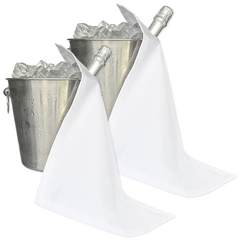 Catering BottleCloths, 42 cm, Polycotton, Corner Stitched Ring (White, Pack of 2) | Soft Touch · Absorbent · 100% Recyclable · Industrial Laundry · Wringer Friendly