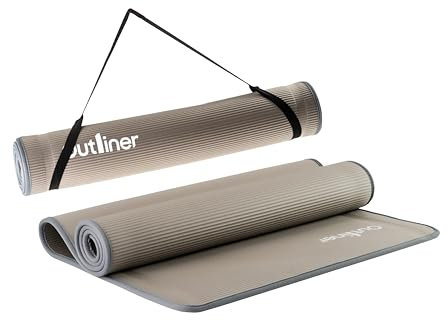 OUTLINER | Sportmatte – 185 x 80 x 1 cm | faltbare Yogamatte | rutschfeste Fitnessmatte | gelenkschonende Gymnastikmatte | Sportmatte für drinnen und draußen | Grau