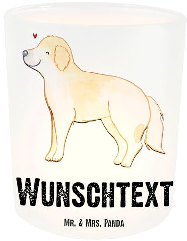 Mr. & Mrs. Panda Personalisiertes Windlicht Golden Retriever Lebensretter - Personalisierte Geschenke, Goldie Hund, Teelicht Glas mit Namen, Windlichter, Kerzengläser, Windlichtgläser, Geschenk