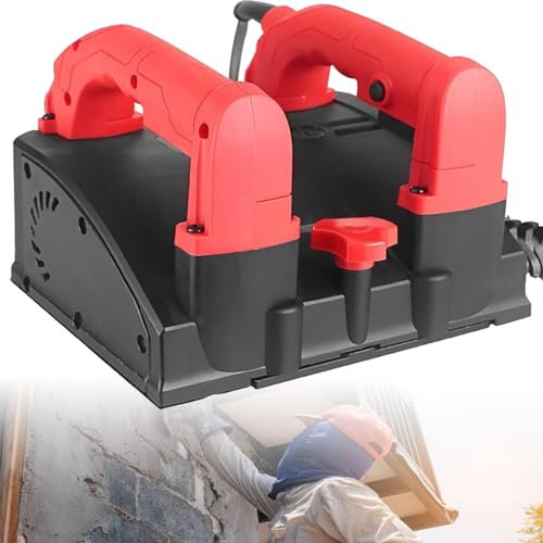 Electric Wall Planing Machine, Cordless Wood Planer with Two Handles, 0-4mm Depth Adjustment and Detachable Handle, Efficient Heat Dissipation and Convenient to Carry, for Stone, Marble, Slab