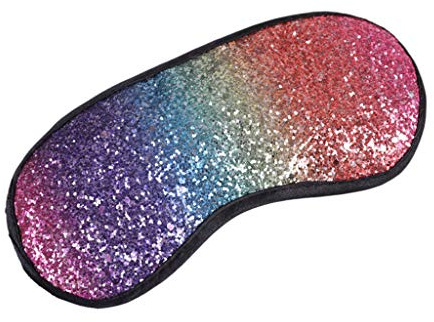 Swetopq Augenmaske zum Schlafen, Schlafmaske, Regenbogen-Augenbinde, Verdunkelung, Augenmasken zum Schlafen, für Frauen und Mädchen, süße Glitzer-Pailletten, Schlafmaske