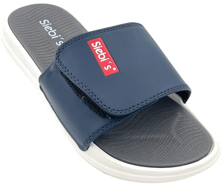 Siebi's SpaMen Chaussures de bain pour homme avec fermeture Velcro, bleu marine, 43 EU