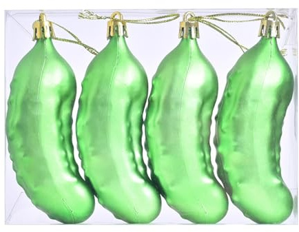 Grüner Gurken-Anhänger – 4 Stück Weihnachtsgurken-Ornamente | Simulation Gurke Weihnachtsbaum Anhänger, Weihnachtsbaum Gurke Anhänger, Weihnachtsgurke traditionelle Dekoration für Zuhause