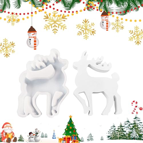 NEERIX Moule en Silicone en Forme d'Élan de Noël, Moule Silicone Noel, Moule en Silicone Cerf de Noël Moule en Silicone Cerf, Réutilisable Moule Noel Silicone, idéal pour Noël, Cadeaux Uniques