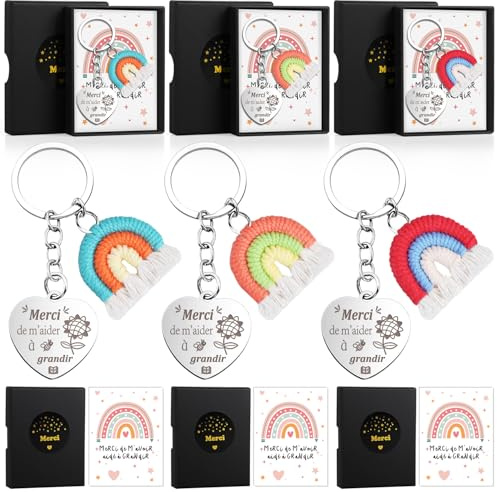 iZoeL 3 Set Cadeau Maitresse Porte-Clés Remerciement Enseignant Fin d'Année