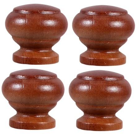 DOITOOL 4 Stück Vintage Holz Möbelgriffe Pilzförmig Massivholz Schubladengriffe Ergonomisch Mit Schrauben Schrankknöpfe Für Küche Bad Kommode Rustikale Möbelbeschläge