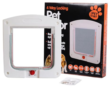 Chatiere pour Chat, Chatières pour Chien Intérieure, À 4 Voies Chatière, Chatière Résistante Aux Intempéries pour Porte Intérieure Et Extérieure, Fenêtre, Mur