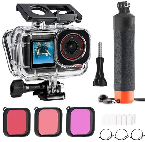 FitStill Boîtier étanche pour DJI Osmo Action 5 Pro/4/3, Plongée sous-Marine Jusqu'à 196 PI/60 M + Poignée de Flottabilité + Filtre de Plongée, Kit de Filtre de Plongée pour Action 5 Pro/4/3