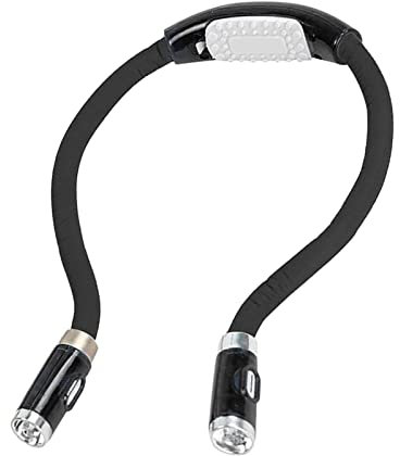 Lampada da lettura da collo sopra il collo alimentata a batteria lampada da lettura per libri a letto nero