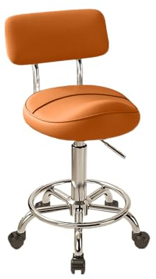 JIFGWBSP Tabouret De Selle,Chaise Relevable Pivotante Et Réglable,Tabouret De Selle Mobile À 360 ° avec Repose-Pieds,for Bureau/Salon Beauté/Maison,Facile Installer(Color 1)