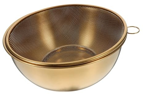 STOBAZA Colador de Cocina de Acero Inoxidable Dorado, Escurridor Práctico para Arroz y Verduras, Cesta de Drenaje de 22cm para Uso Diario en Cocina Interior