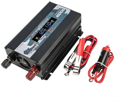Inversor de coche de onda sinusoidal pura de 300 W, 12 V/24 V a 220 V, convertidor de corriente CC a CA con puerto USB, pantalla LCD, ventilador de refrigeración, carcasa de aleación de aluminio para