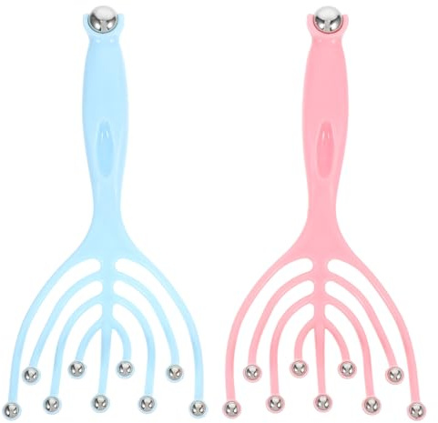 UKCOCO Massaggiatore per Cuoio Capelluto a 9 Artigli Manuale Dispositivo Portatile per Massaggio Testa e Collo Pettine per Massaggio Rilassante Sfere in Plastica Resistente Set 2
