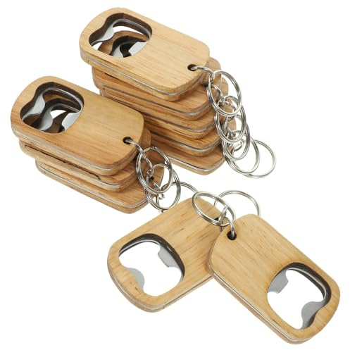 Holibanna Apribottiglie Manuale in Legno 10 Pezzi Portachiavi, Apribottiglie per Bottiglie di Birra e Bibite Gassate, per Uso Quotidiano e Feste