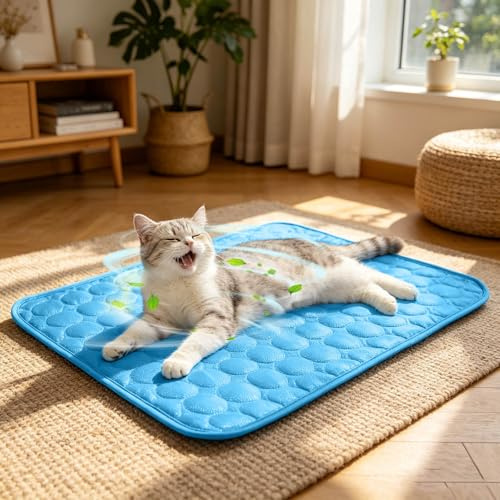 MJIQING Tapis Rafraichissant Chat Et Chien, Durable Tapis Refroidissant | Couverture Rafraichissante Chiens Chaleur Matelas Réfrigérant Animaux, Lavable, Anti-Morsures