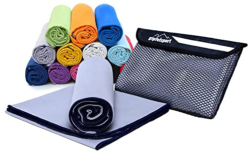 gipfelsport Mikrofaser Handtuch - Microfaser Handtücher Set, Strandtuch, Badetuch I groß, schnelltrocknend I für Sport, Beach, Reise, Outdoor, Camping I leicht, dünn, klein I 140x70cm I Grau