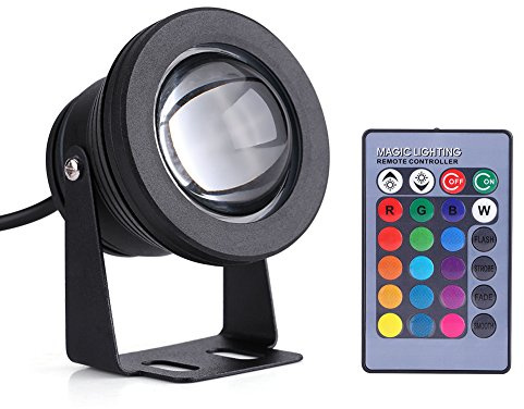 Keenso Color Changing Spotlights, 10W 12V RGB LED Spot Light IP68 Pond Aquarium Lamp for Pond,Fountain,Outdoor Holiday Halloween