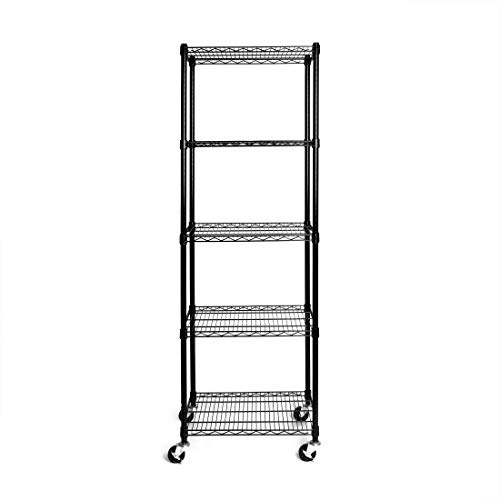 Seville Classics UltraDurable Heavy Duty NSF Solid Steel Wire Rack Storage Unit, Organizer for Garage, Warehouse, Office, Restaurant, Classroom, Kitchen, Black, 5-Tier Shelving, 24 W x 18 D