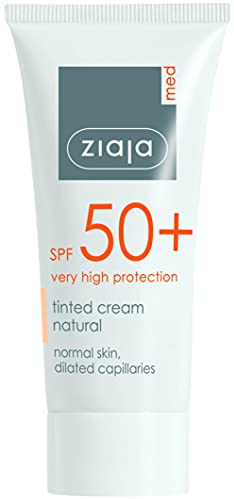 Ziaja Med SPF 50+ skyddande ansiktskräm med naturlig färg, 50 ml