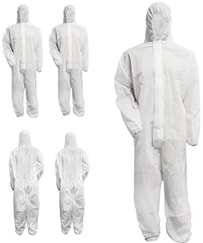 Bohrfux 10 Stück Maleranzug PP Einweganzug Overall mit Kapuze Gr. L-XXXL (wählbar) Polypropylen Schutzanzug 40g/m (XL)