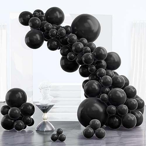 PartyWoo Luftballon Schwarz, 102 Stück Ballon Girlande Set 18/12/10/5 Zoll für Geburtstag, Babyparty, Hochzeit
