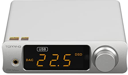 Topping DX3 Pro+ DAC ES9038Q2M Bluetooth 5.0 LDAC NFCA Headphone Amplifier DSD512 PCM768kHz Audio Amp for Home Theater Silver