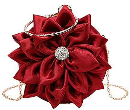 MEGAUK Damen Satin Clutch Rose Abendtasche Mini Handgelenktasche Clutch-Geldbörsen für Hochzeit Party Handy