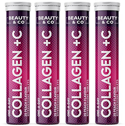 Collagen Effervescent - Marine Collagen & Vitamin C Supplement - 500mg Per Tablet (4 Tubes) Beauty & Co