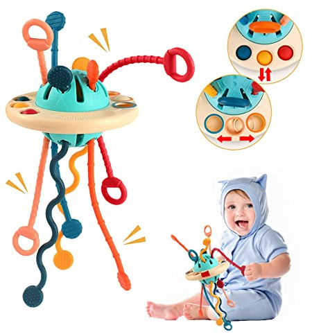 Tospino Jouet Montessori pour Bébé 18 Mois, Jouet Sensoriel Jeux de Corde à Tirer, Jouet de Dentition Bébé, Jeux Éducatif, Jouets d'apprentissage Précoce pour Enfant 1 et 2 Ans