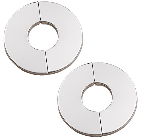 2PCS Split Due Pezzi In Acciaio Inox Cromato Valvola/Copertura Del Rubinetto/Copertura Del Foro Della Valvola Rubinetto Plug-in Collare Argento per Foro 42mm