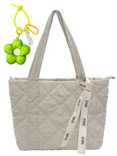 boshiho Damen Tasche mit Reißverschluss Nylon Gepolsterte Gesteppte Tragetasche Tote Bag Damen Große Kapazität Schultertasche Umhängetasche für Alltag Arbeit Büro Reisen Einkaufen Schule