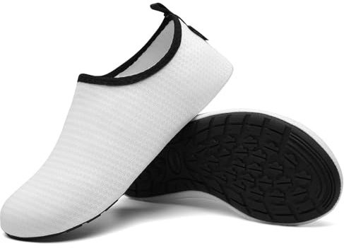 SAGUARO Scarpe da Scoglio Uomo Donna Scarpette Scoglio Leggere Scarpe Mare Asciugatura Rapida Scarpette Mare Scarpe Spiaggia Antiscivolo Scarpe per Acqua Immersione Surf Bianco Gr. 44/45 EU
