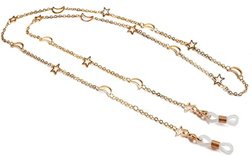 Brillenkette Mode Rose Gold Brillenkette Sonnenbrillen Halskette Schlüsselband Einfacher Hohler Stern Mond Brillenkette Schmuck Für Frauen Rosegold