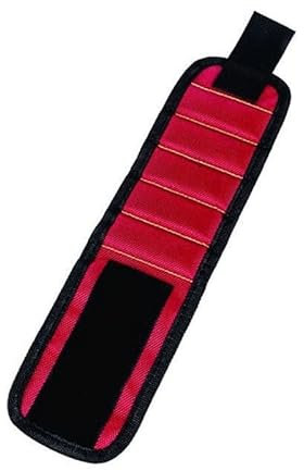 Multifunktionales magnetisches Armband-Werkzeugset, Gürtel, Schere, Schraubenhalter, Werkzeugaufbewahrung, Handgelenk, DIY-Werkzeuggürtel, Vatertagsgeschenke for Papa(Red,Small 33cm x 9.2cm)