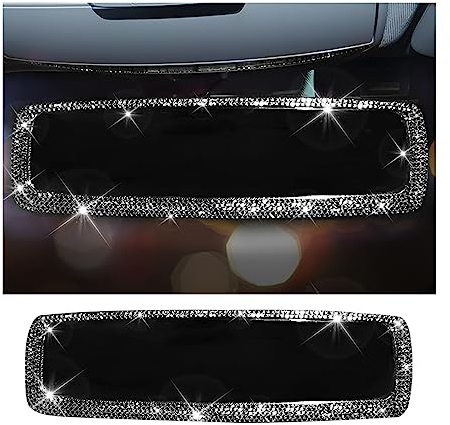 CGEAMDY Specchio Retrovisore per Auto, Specchio Retrovisore Con Diamante Antiriflesso Interno Specchietto Retrovisore, Universale Specchietto Diamond per Auto Generale Di Alta Qualità(Nero)