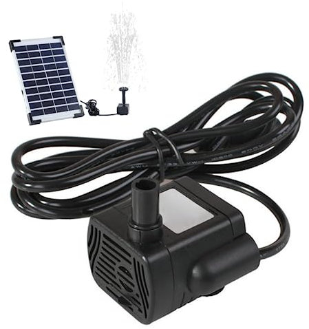 Solar Mini Fountain Pump Quiet - 1.5m Line for Water Feature Garden, Pond, Aquarium - No Solar Panel