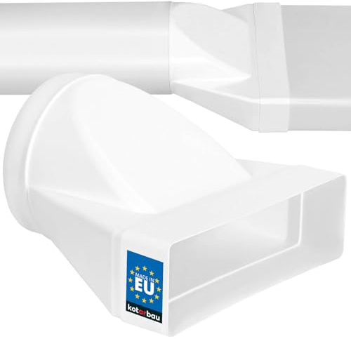KOTARBAU® Connettore per tubi rettangolare 60 x 200 mm per tubo tondo ⌀ 125 mm in plastica Adattatore per tubo tondo, pezzo di riduzione per sistemi di ventilazione, pezzo di transizione da canale