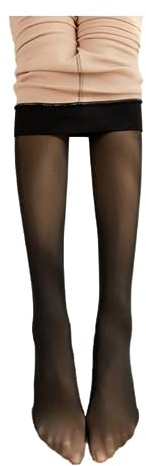 FASHION YO Women Magic Extra Thick Warm Winter Double Lined Stretch Thermal Fleece Tights (Black with fleece,S-M)