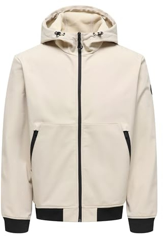 ONLY & SONS Onsbowie Softshell Bomber OTW Giacca softshell da uomo, Rivestimento argento., M