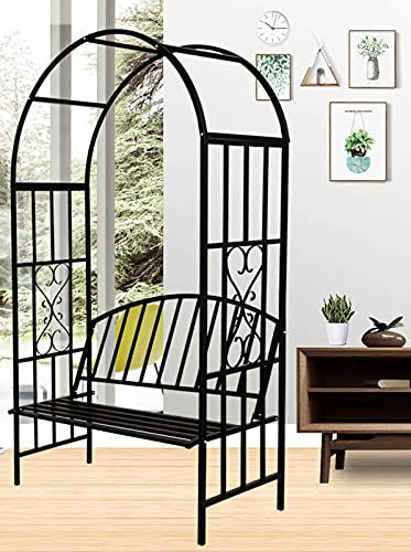 Arche de jardin Mariage Arche Tonnelle en arche avec banc de siège, arche de jardin en métal, une arche décorative pour s'asseoir et se détendre, tonnelle extérieure en métal pour diverses plantes gr
