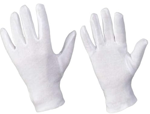 D2D | 60 Paar - Weiße Arbeitshandschuhe - Größe: 7 - aus Baumwolle - Trikot Handschuhe - Unterziehhandschuhe - Servierhandschuhe - Beauty Handschuh