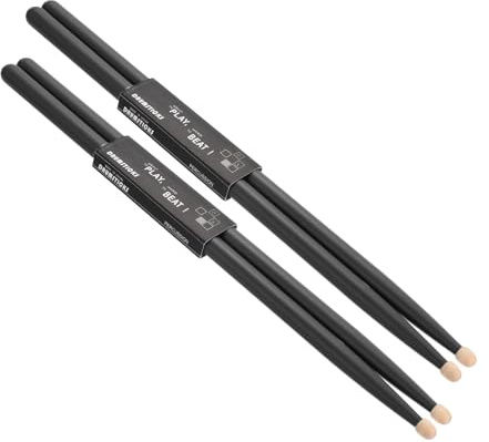 QUARKZMAN 2 Paar Drumstick 5A Ahornholz Schlagzeug Sticks mit Rutschfestem Griff Schwarz Klassischer Drumstick mit Holzspitze für Schlagzeug, Musikinstrument und Percussion