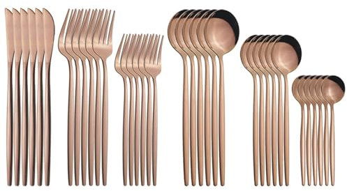 GeRnie 36 pezzi colorati posate stoviglie coltelli forchette da dessert cucchiaio da caffè set di posate argenteria in acciaio inossidabile set da tavola for feste (Color : Rose)