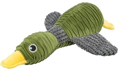 Trixie Hundespielzeug Enten, zum gemeinsamen Spielen, mit Sound – 40 cm | Kuscheliger Spielgefährte aus weichem Plüsch – zum Schmusen, Tragen und Spielen für Welpen und erwachsene Hunde