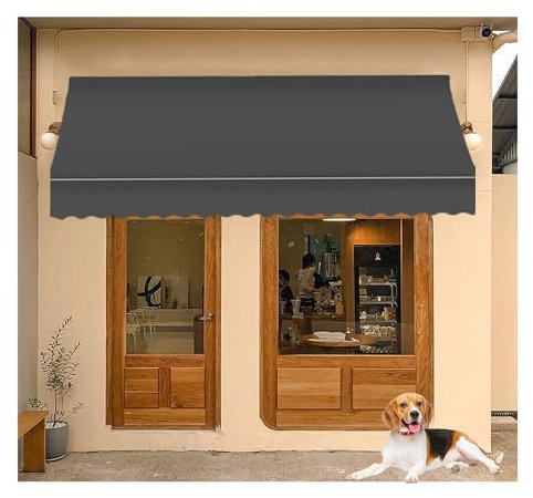 Kleine, manuell einziehbare Markise, Wandmontage, Terrassenmarkise für den Außenbereich, verstellbare Pergola-Sonnenschutzabdeckung, ideales Außendach für Fenster, Türen, Veranda, Deck, Kaffee(Gray,80