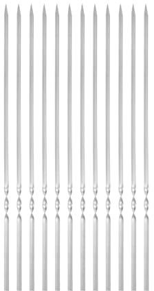 QUARKZMAN 12 piezas de Brochetas de Metal 30cm x 3.5mm x 0.9mm Palitos Planos de Acero Inoxidable Reutilizables para Barbacoa al Aire Libre Parrilla de Barbacoa para Carne Camarones