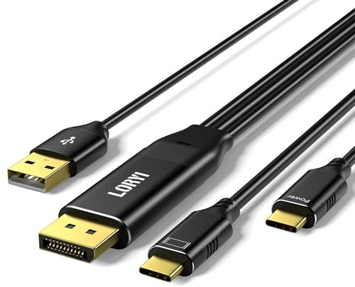 Loryi DisplayPort-auf-USB-C-Kabel, 5K @ 60Hz/4K @ 144Hz, 2 m DP auf USB C für mobilen Monitor, Studio-Display, XREAL Beam, Touch-Funktion, kompatibel mit Nreal Xreal, Switch, Xbox, Steam Deck, PS4/5